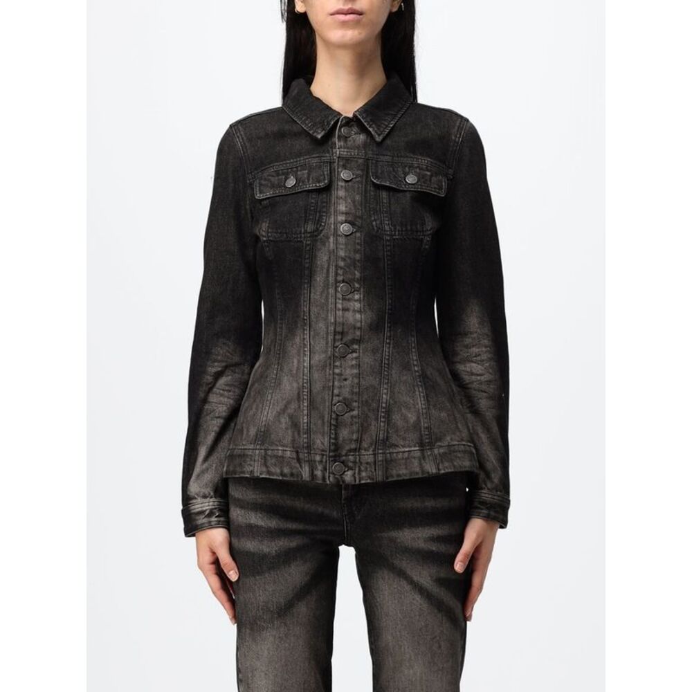 Diesel Women Cropped Abstract Print Shirt Jacket Diesel In Worn-Out Denim